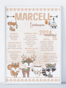 Indián állatok - szülinapi plakát