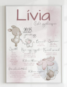 Szülinapi plakát - nyuszis