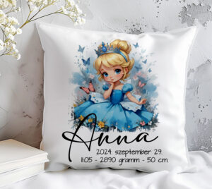 Díszpárna "babaköszöntő - hercegnő"