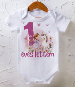 1 éves lettem body - unikornis grafika