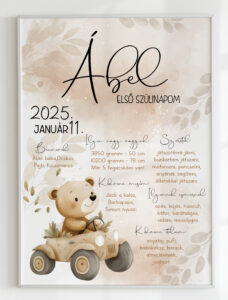 Szülinapi plakát - macis-kisautós