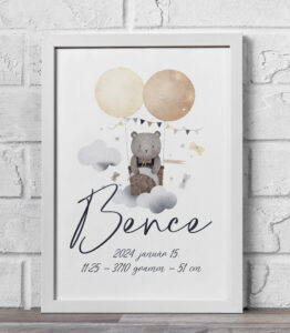 Babaköszöntő plakát - maci légballonnal