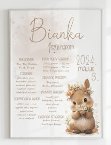 Szülinapi plakát - mókus grafikával