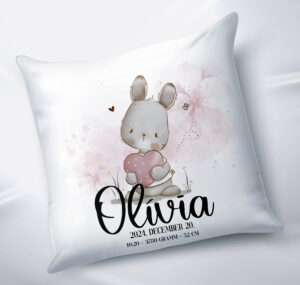 Díszpárna " babaköszöntő - nyuszi "