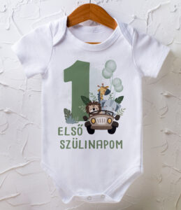 Első szülinapom body - szafaris grafikával