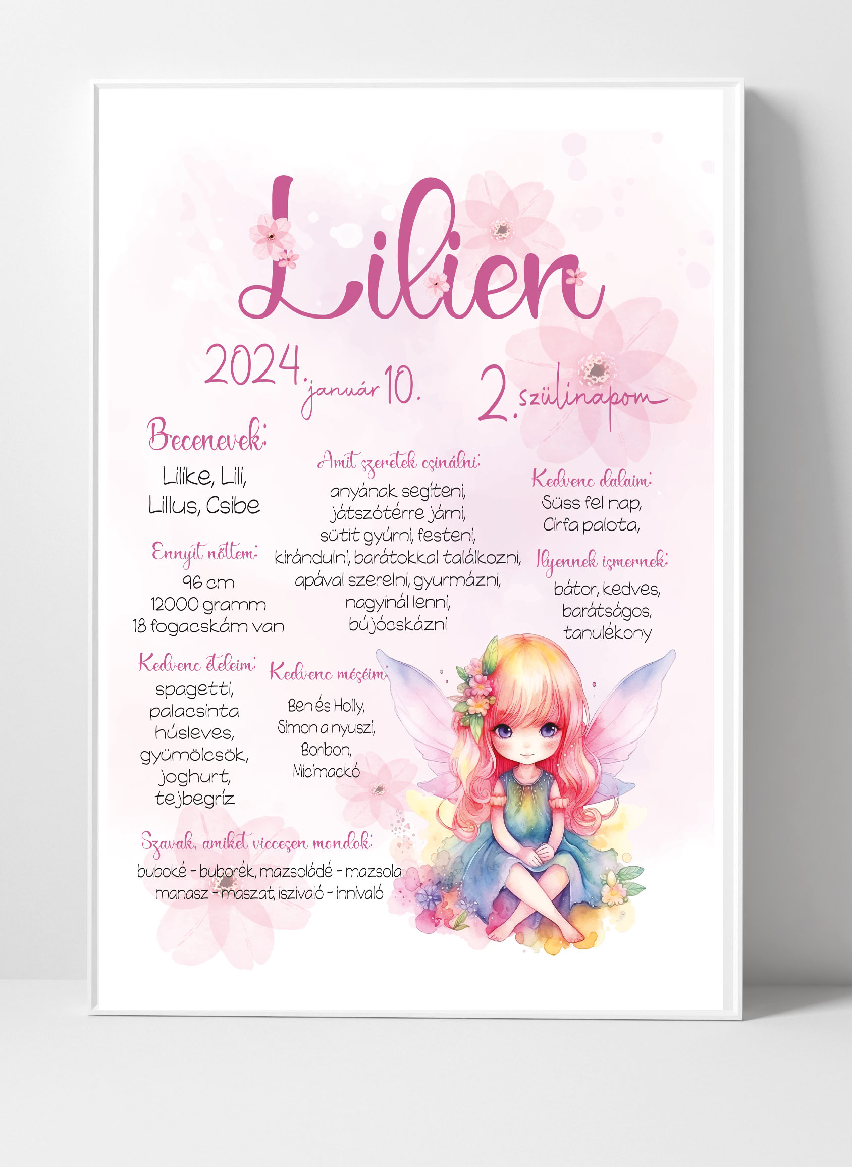 Szülinapi plakát - tündér grafikával