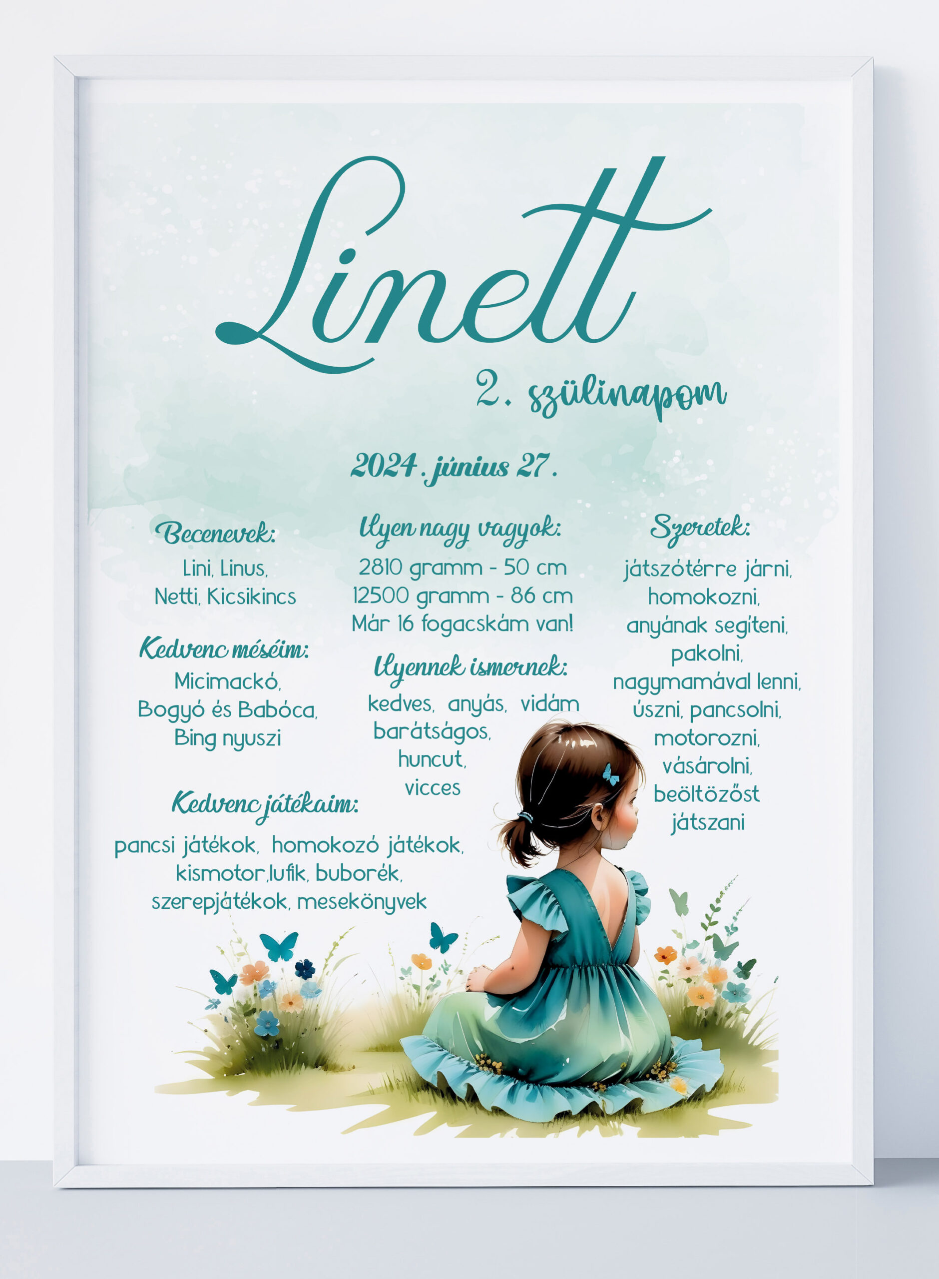 Szülinapi plakát - zöld ruhás lány