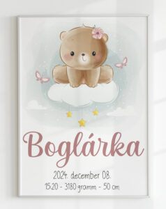 Babaköszöntő plakát - macis grafikával