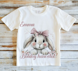 Nyuszis húsvéti póló - névvel