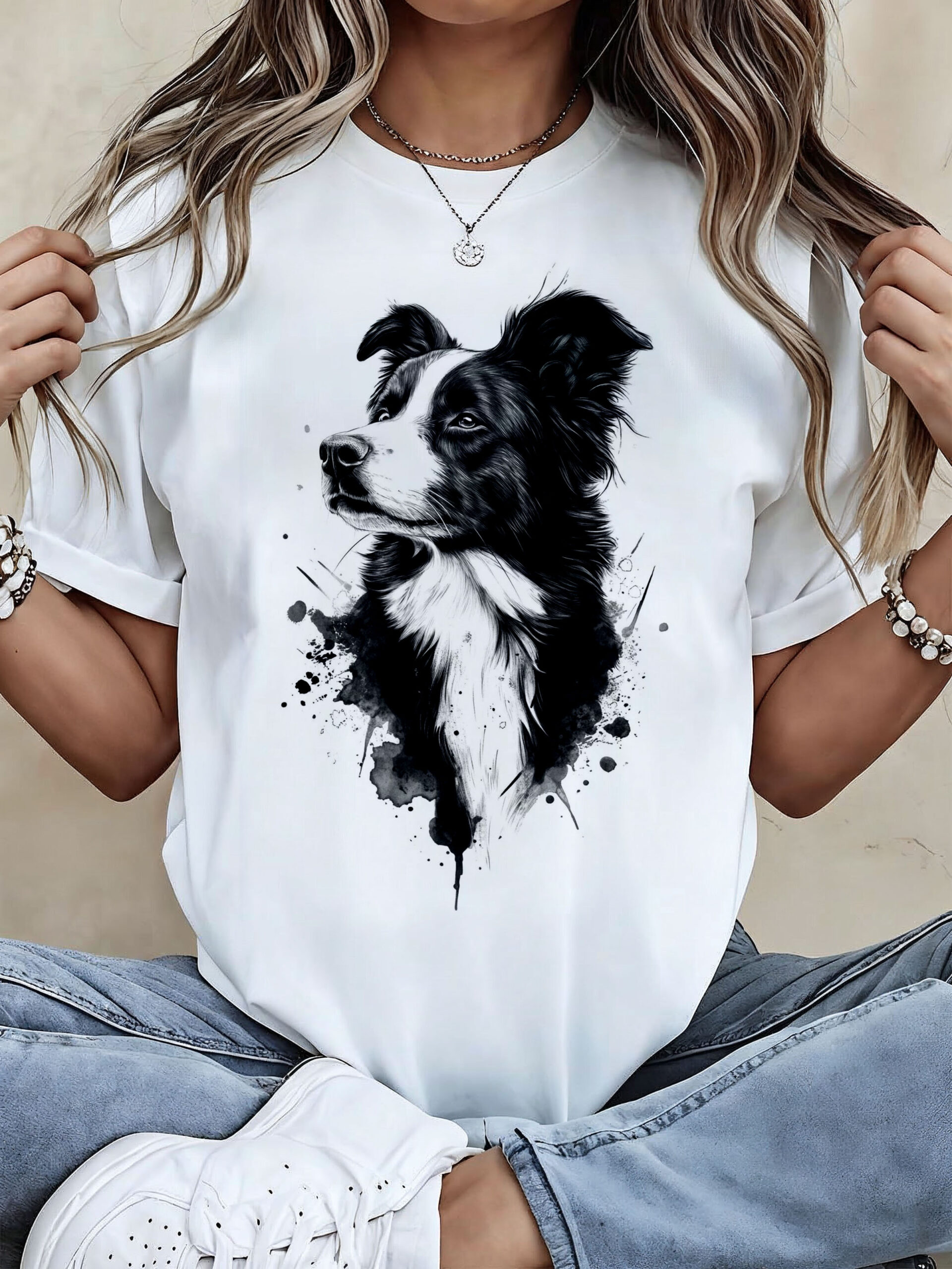 Női póló - bolder collie grafika