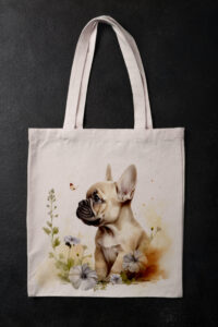 Bevásárlótáska - francia bulldog virágokkal